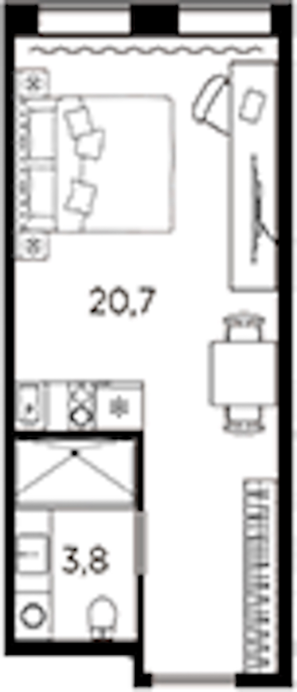 Квартира студия 24.5 м², 12/13 эт., ЖК «AVENIR Industrial»